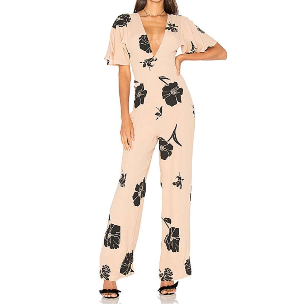 Privacy Please Blakey nude floral jumpsuit size xs